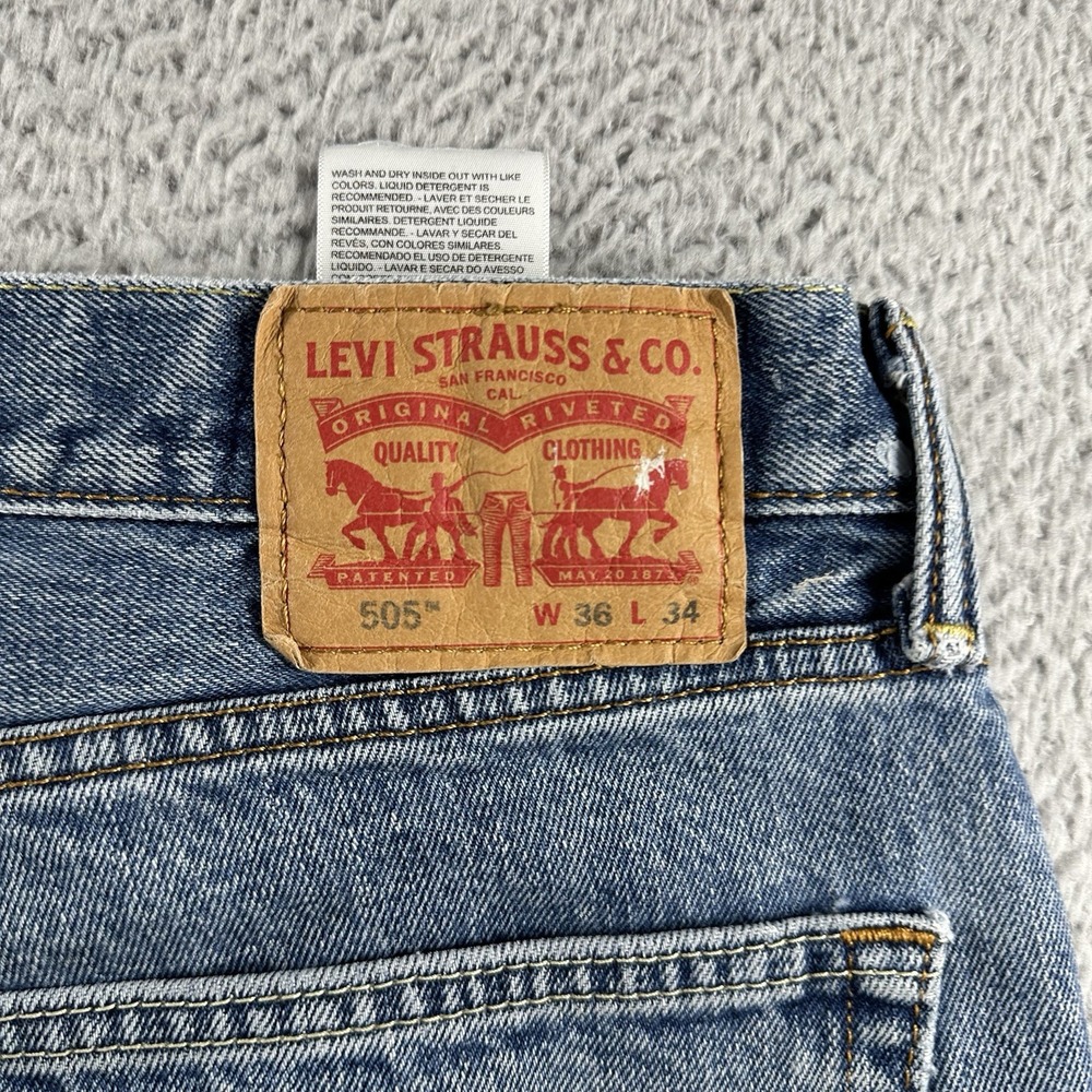 Levi's 505 Jeans Mens 36x34 Blue Paint Stain Artist‎ Art Distress Painter - Picture 11 of 12